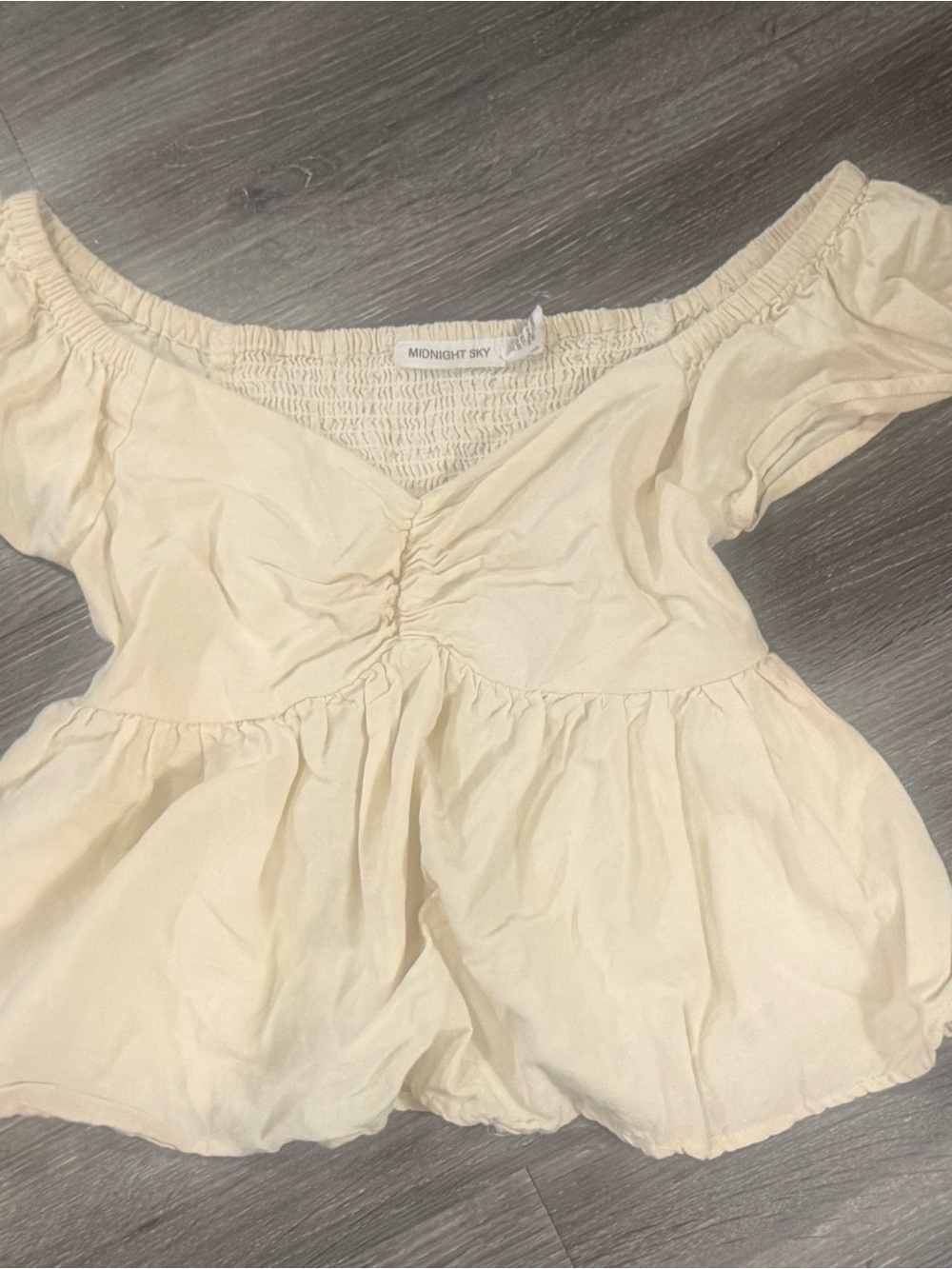 Midnight Sky Cream Off-Shoulder Peplum Blouse